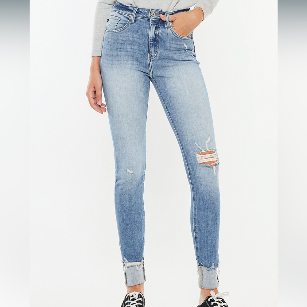 KanCan™ Curvy High Rise Ripped Cuffed Hem Skinny Jean from Maurices size 22